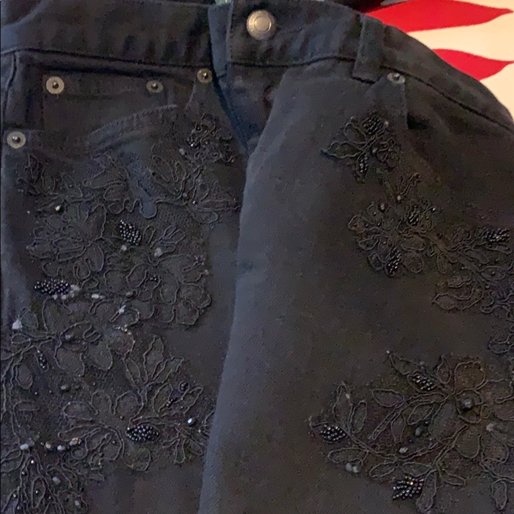 Ralph Lauren Black Embroidered Laced Beaded Jeans